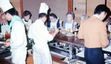 Kamogawa Steak House, Kyoto in 1971. Slide collection of an American tourist