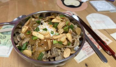 Gyudon with Garlic Chips and Onsen Egg