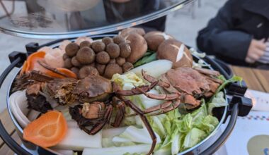 Dinner last night: "Takakage Nabe" with mitten crab