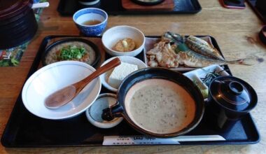 Traditional Japanese set - Teishoku! This set is based on yam and you can get more yam as a souvenir at this restaurant