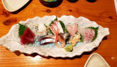 Sashimi plate at Yasojin izakaya, Kurobe, Japan
