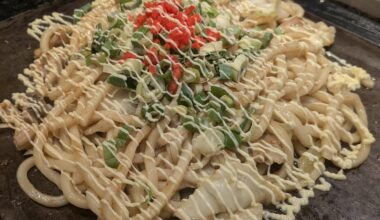 Stir-fried Udon at an Okonomiyaki restaurant.