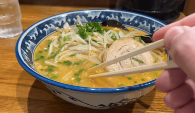 Shinshu miso ramen with stone-milled whole wheat noodles at Misoya in Nagano
