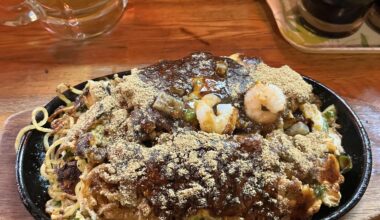 Thick okonomiyaki from Izakaya in Kagawa