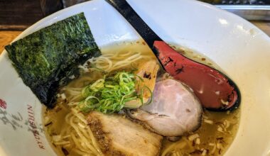 Salt ramen from Ryukishin, a famous salt ramen restaurant in Namba, Osaka