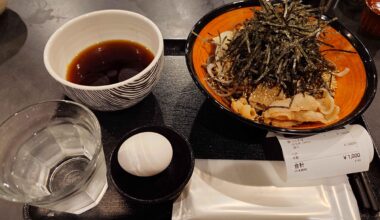 Spicy and chewy Soba noodles with spicy meat. I ordered a small portion (240 grams) because it seemed to be quite filling
