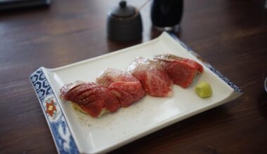 Beef sashimi sushi
