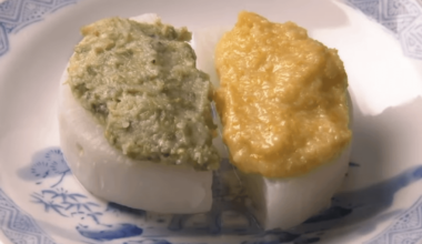 What could these "miso sauces" be on simmered daikon? (seen on NHK video)