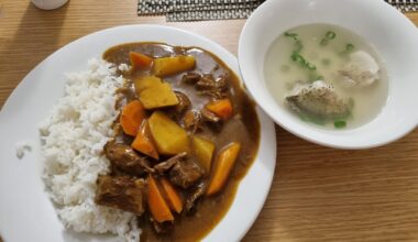 Beef curry and a simple soup using bream I caught today