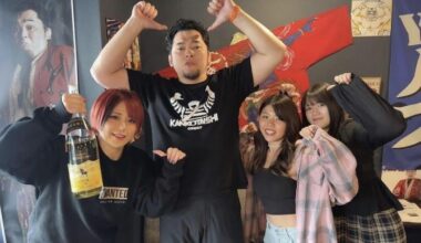 The Ace drinking with some fans