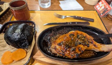 Miso flavored Sanzoku Yaki and Oshiruko, last night's dinner
