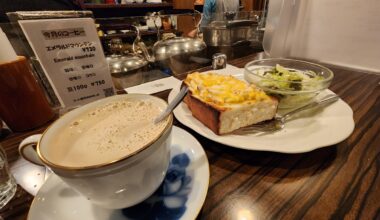Early morning breakfast at a cafe in Ueno
