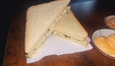 Homemade ramen bowl with cucumber sandwich with Japanese mayo! Also with tea jelly, rice bowl and rice cakes!