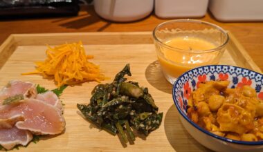 Chef appetizer platter at bar in Kyoto