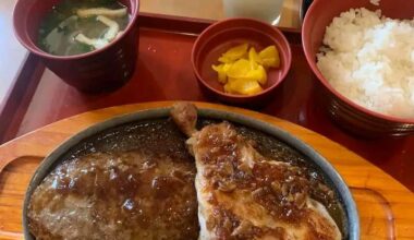 Delicious Lunch in Takamatsu, Kagawa: Hambagu and Chicken Steak Combo