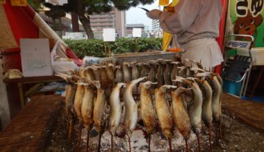 Hakozaki Shrine festival.  Fukuoka. Ayu and beer, yum yum