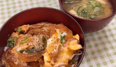 Homemade Katsu-don and Miso Soup for lunch