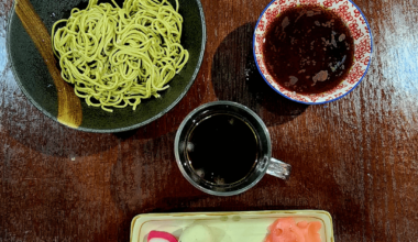 Late night matcha soba with shichimi oil dip - ps I miss Uji