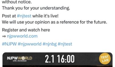 NJPW running a “test broadcast” of today’s Aomori show at 2am ET/11pm PT