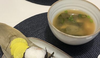 Simple comfort food: Tuna mayo onigiri and miso soup