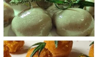 This was my first attempt at mochi, and it was delicious! I used wild mugwort and sweet potato filling, and I was Inspired by Japanese food! ❤