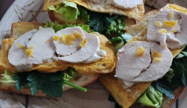 Sandwich of Tori-ham and Yuzu-paste, Tebasaki grilled with Siokouji