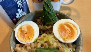 Natto rice and a boiled egg..