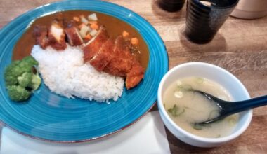 Chicken katsu curry and miso soup, at Maki & Ramen in Edinburgh