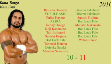 Tama Tonga's Full NJPW Singles Record [2010-2024]
