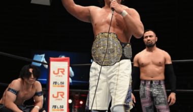 Obligatory image of Wrestler who won the IWGP v.5 with the v.4 belt