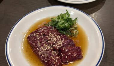 Raw liver. At my favorite restaurant, "Cook it well ( ´-ω-)" means "It's delicious raw٩(ˊᗜˋ*)و"