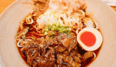 Wagyu ramen perfection: silky broth, melt-in-your-mouth beef, and a gorgeous jammy egg!
