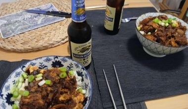 I made Katsudon for me and my dad for the first time and it turned out to be amazing!