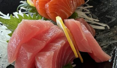 Tuna and salmon sashimi