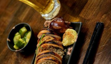 Ikameshi stuffed with venison, shiitake, ginger, and rice.