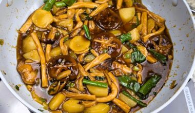 Braised Yuba (beancurd skin) sticks with mushrooms and potatoes