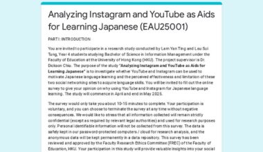 Questionnaire about the use of Instagram and YouTube as aids for learning Japanese