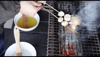 Eringi Mushrooms(king oyster) yakitori grilled over kishu binchotan charcoal
