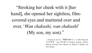 Okinawan Dialect Excerpt from Fortunes by the Sea in Southern Exposure: Modern Japanese Literature from Okinawa - Color Coded Translation
