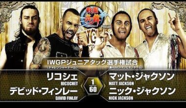 The Young Bucks (Matt and Nick Jackson) vs Ricochet and David Finlay: IWGP Junior Heavyweight Tag Team Championship match, New Japan Pro Wrestling - NJPW King of Pro-Wrestling, October 10, 2016
