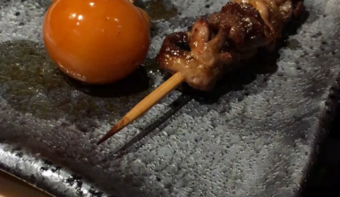 Chouchin Yakitori with Attached Egg and Skewer