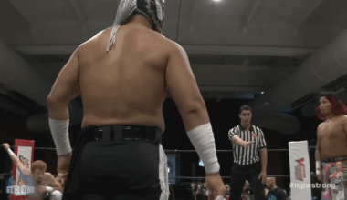 Blake Christian, Hiromu and Despy try to wrestle the ref