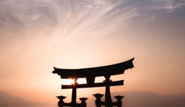 Itsukushima Shrine at sunset
