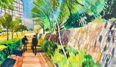 I painted some watercolors of Osaka