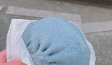 "Denim Bun" A bun in the color of denim sold in Kurashiki, Japan, the birthplace of domestic jeans.