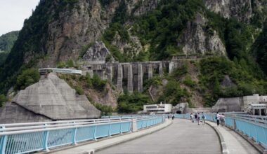 On top of Kurobe Dam, Japan's largest