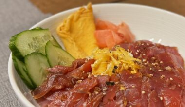 My marinated tuna & tamago and mackerel & sea bass bowls