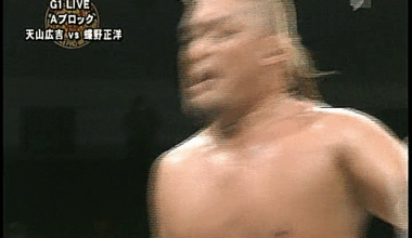 Chono with a pure evil Big Boot to Tenzan.