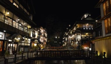 Ginzan Onsen, Yamagata, at night and day