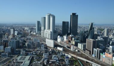 Nagoya Station skyline - day and night
